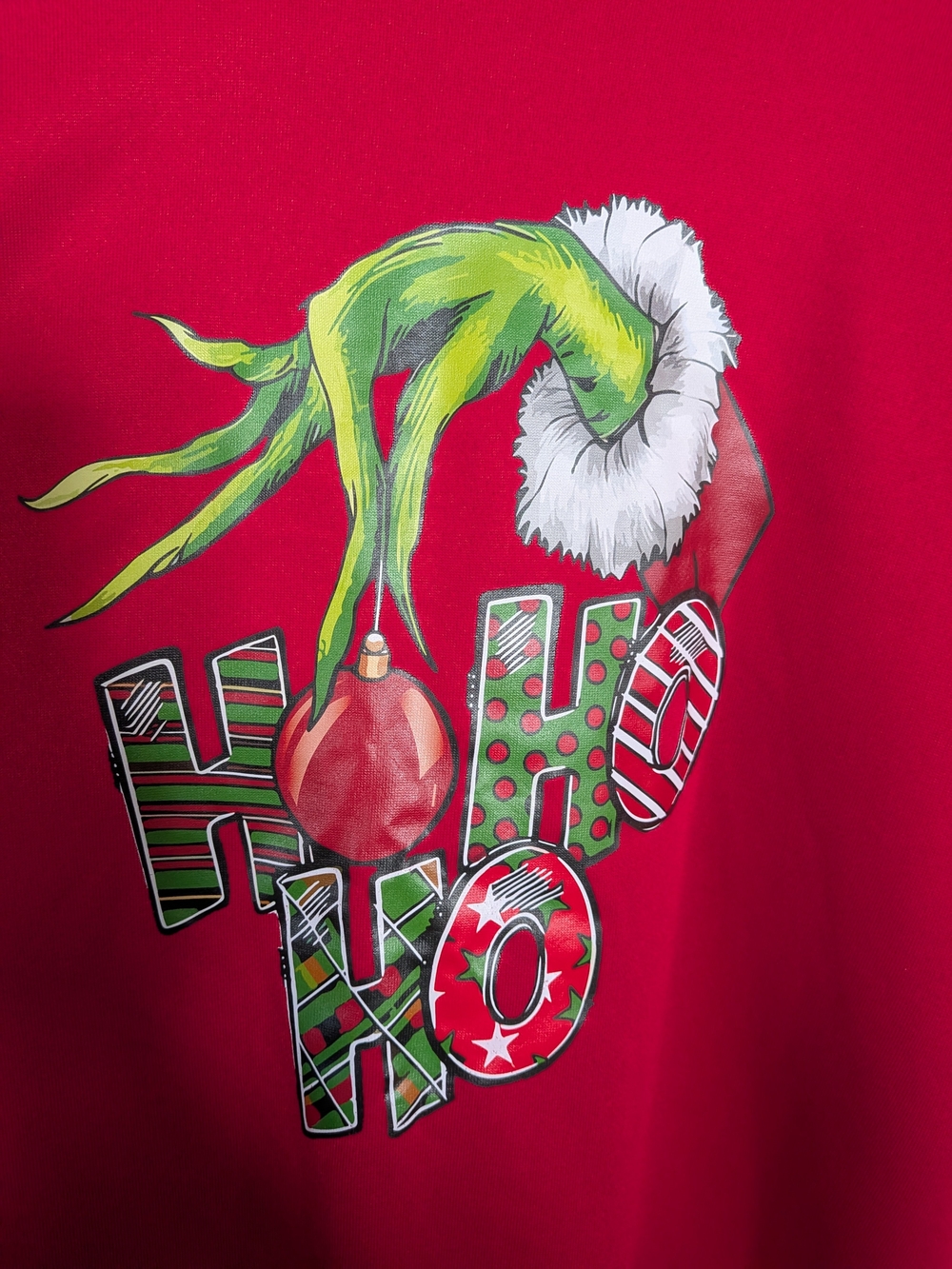 Red Grinch Holiday Sweatshirt - Ho Ho Ho - Picture 2 of 4
